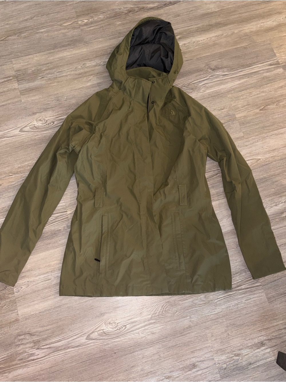The North Face Women's Olive Green Waterproof Hooded Jacket Large
